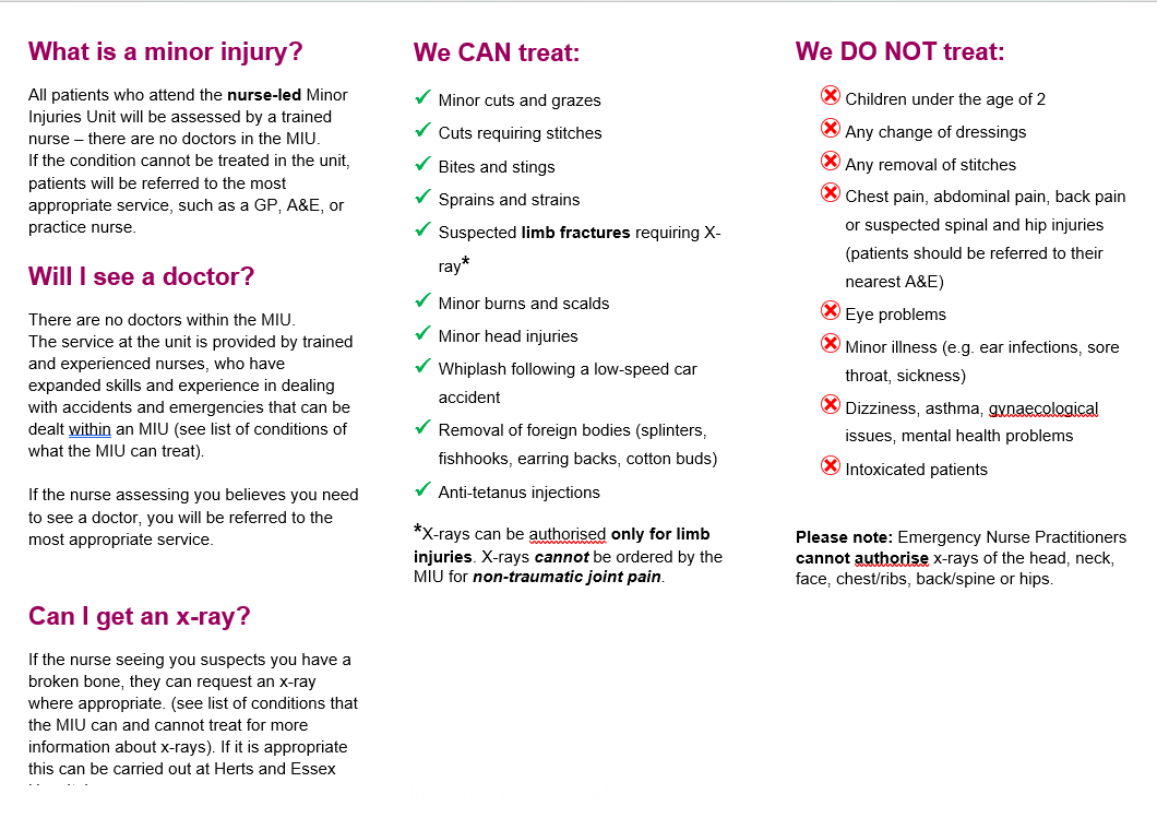 Information about Minor Injuries « South Street Surgery